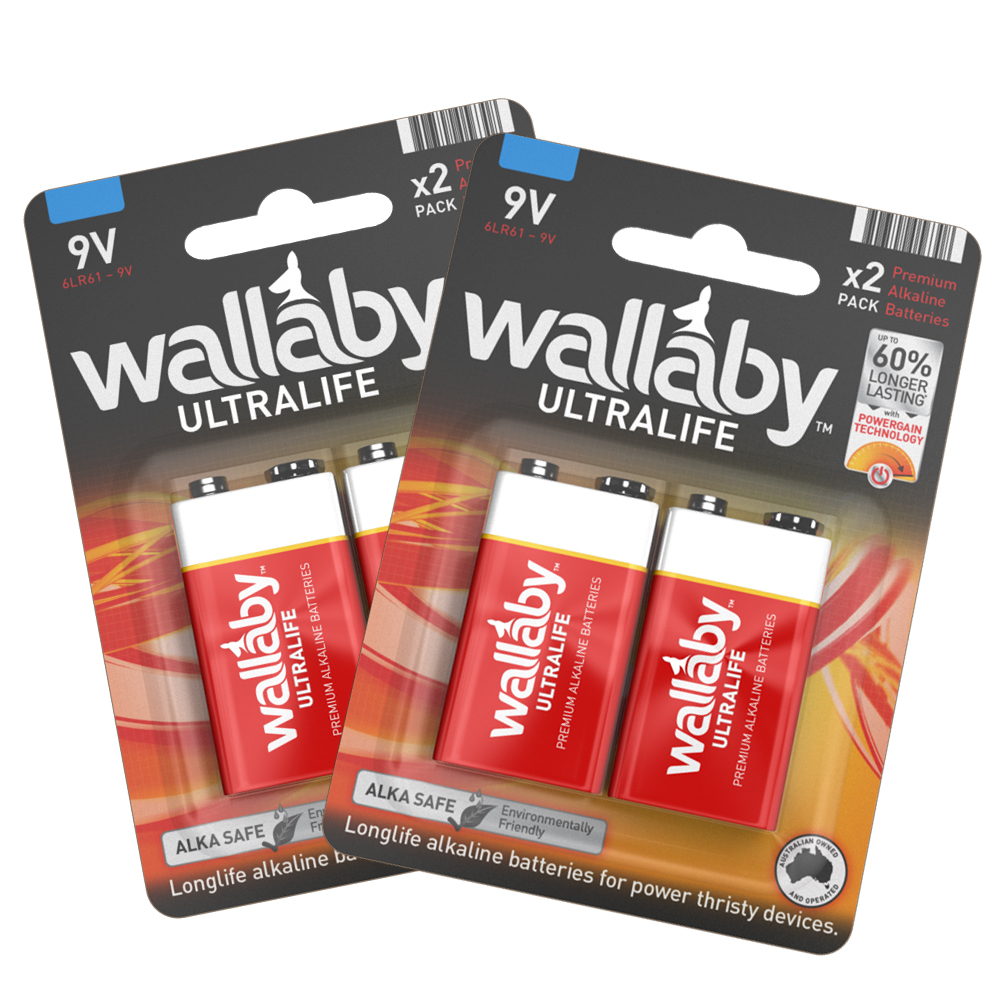 Wallaby 9V alkaline batteries